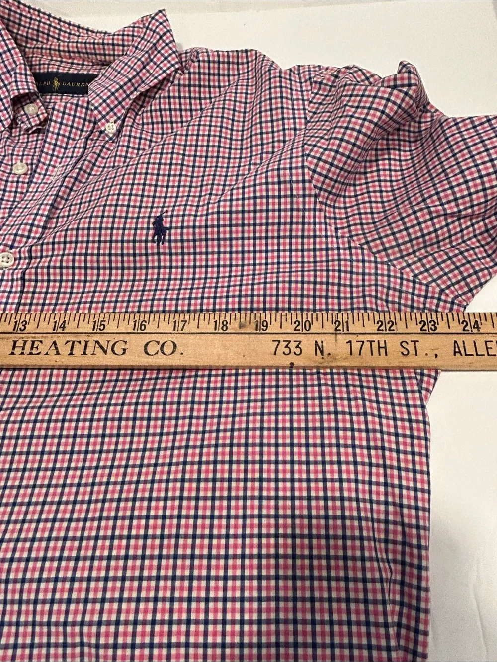 Polo Ralph Lauren 100% Cotton Button Down Shirt Blue Pink Plaid Preppy Coastal L